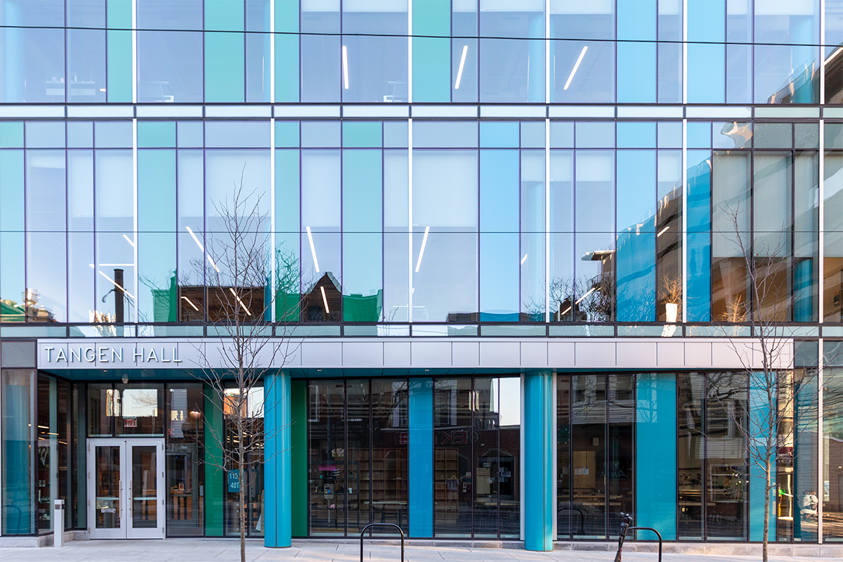 An exterior view of Tangen Hall at the University of Pennsylvania.
