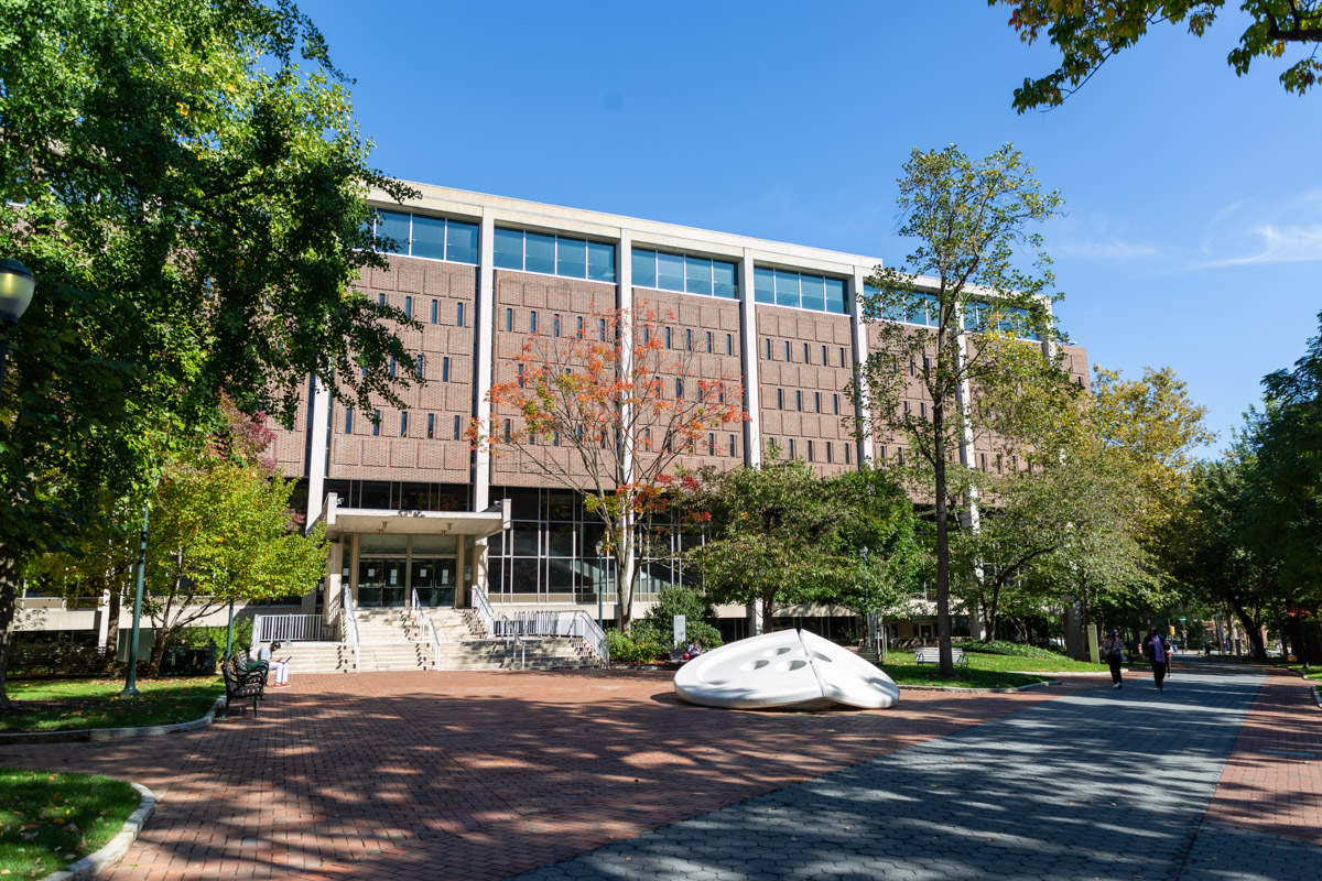 An exterior view of Van Pelt Library at the University of Pennsylvania.