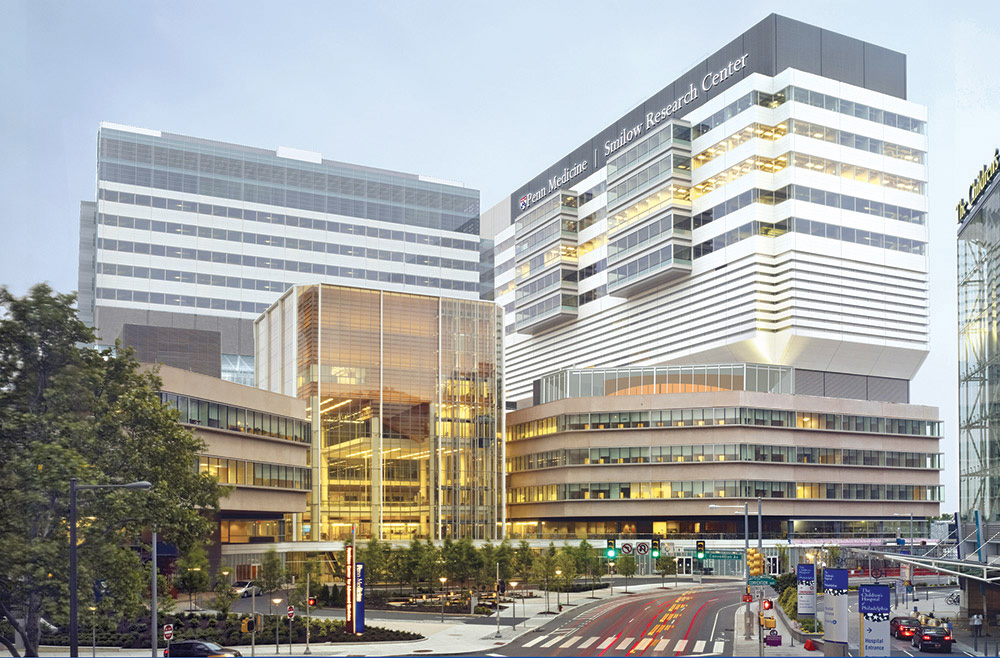 An exterior view of the University of Pennsylvania medical campus.