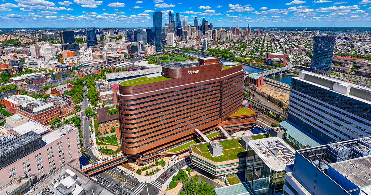 The Medical Campus at the University of Pennsylvania with the Philadelphia skyline shown in the background