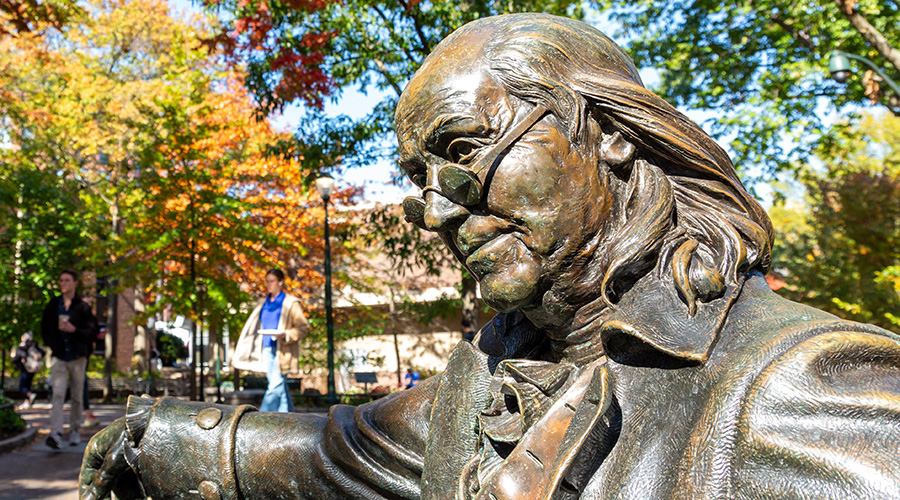 The bronze statue of 